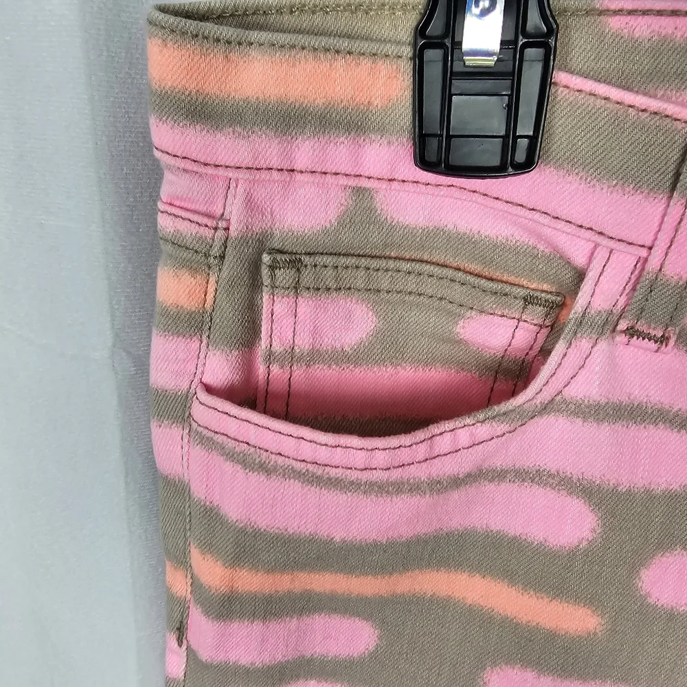 Saturday Kate Spade spray Painted Pink Stripe Skinny Jeans Size 29